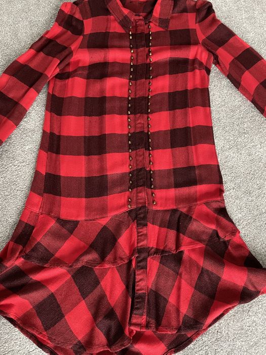 Guess xs, sukienka czerwona krata