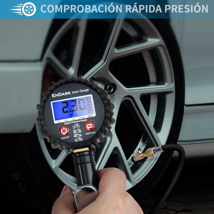 Medidor e Enchedor de Pneus Digital ENDARK - 200 PSI (Profissional)