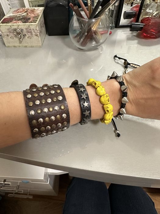 Браслети, шкіряні браслети із заклепками, браслети рок/байкер стиль