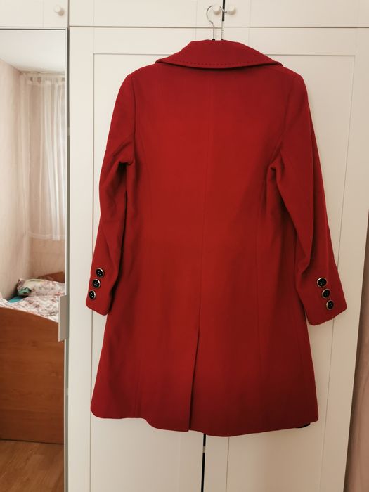 Płaszcz wełniany kaszmir malinowy GETEX