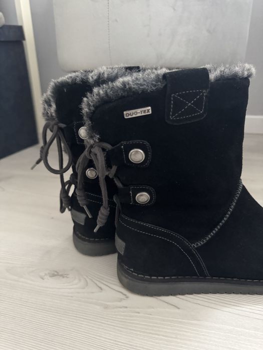 Tamaris kozaki buty śniegowce skóra jak emu ugg zamsz 39 czarne futro