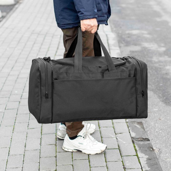 Чоловіча дорожня спортивна сумка Fat чорна тканинна на 60 літрів