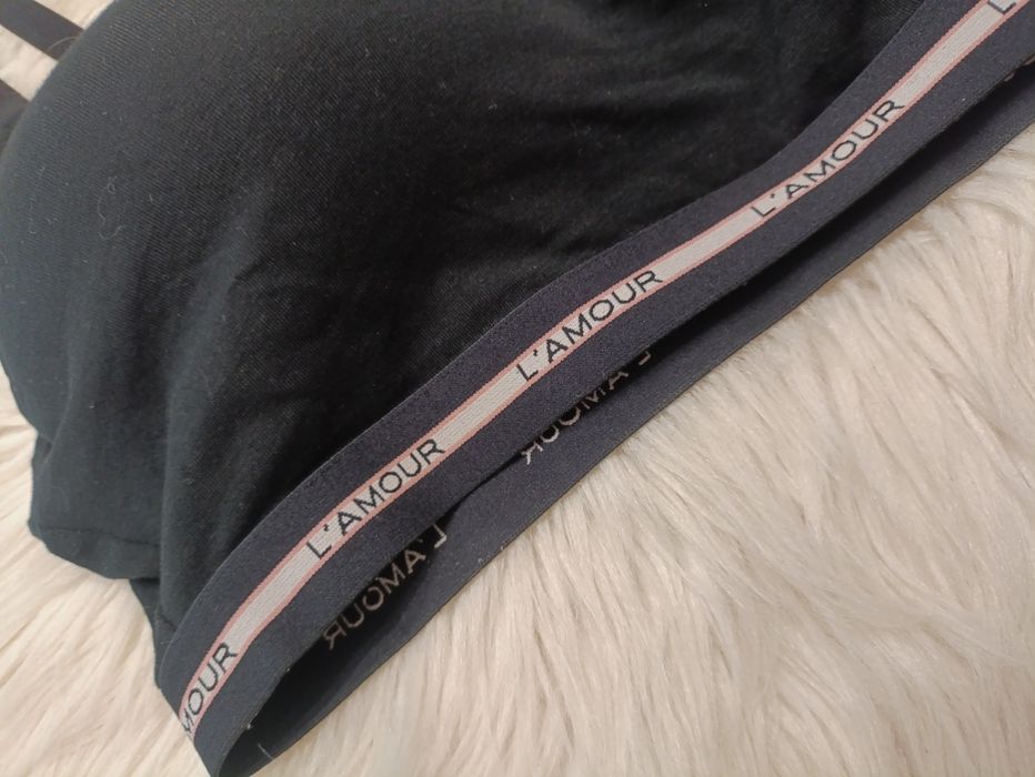 Czarny sportowy biustonosz usztywniany L'amour 85B h&m