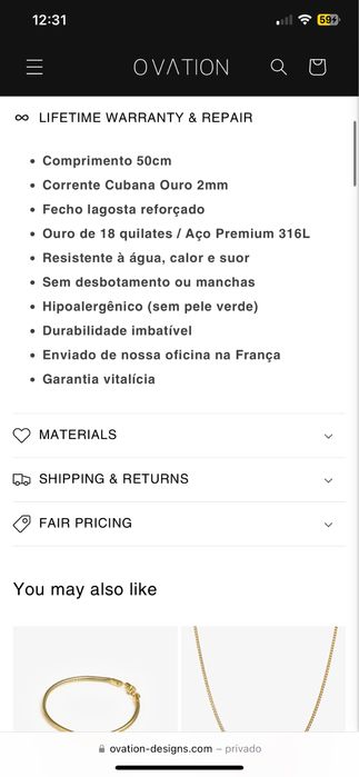 Corrente Ouro 18k NOVA