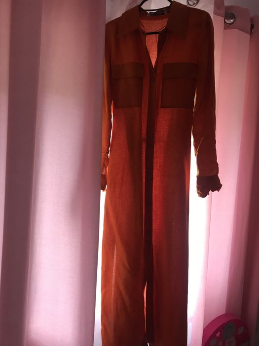 Vestido camiseiro comprido Zara semi - novo