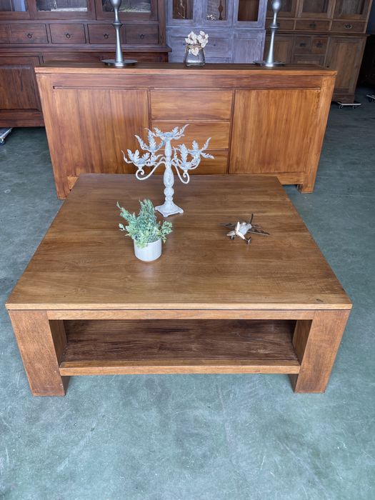 Tekowy DUŻY  Stolik ława 110 kwadrat drewniany kolonialny prosty