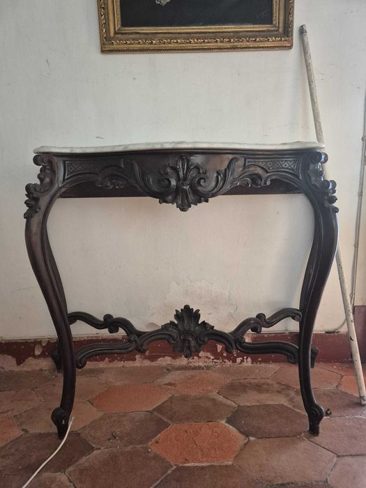 Conjunto caldeirões e consola em pau santo