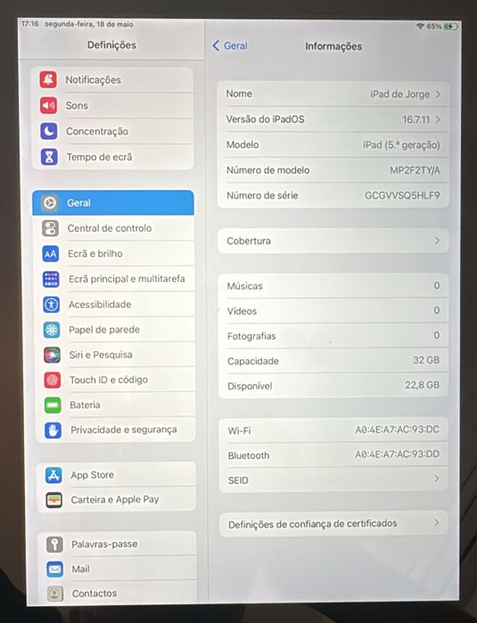 Apple iPad 5.ª geração 32GB