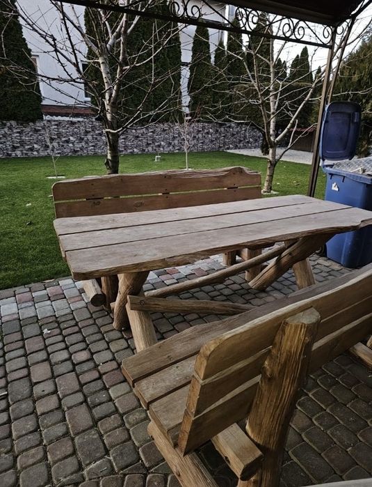 Дерев’яний садовий комплект (стіл + лавки 2)
