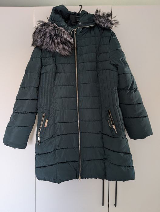 Damska długa  ciemno-zielona kurtka zimowa GAROFF rozmiar XL