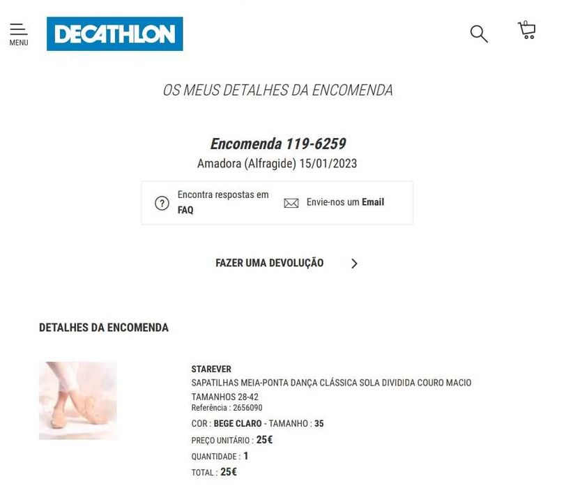 Sapatilhas meia ponta num 35