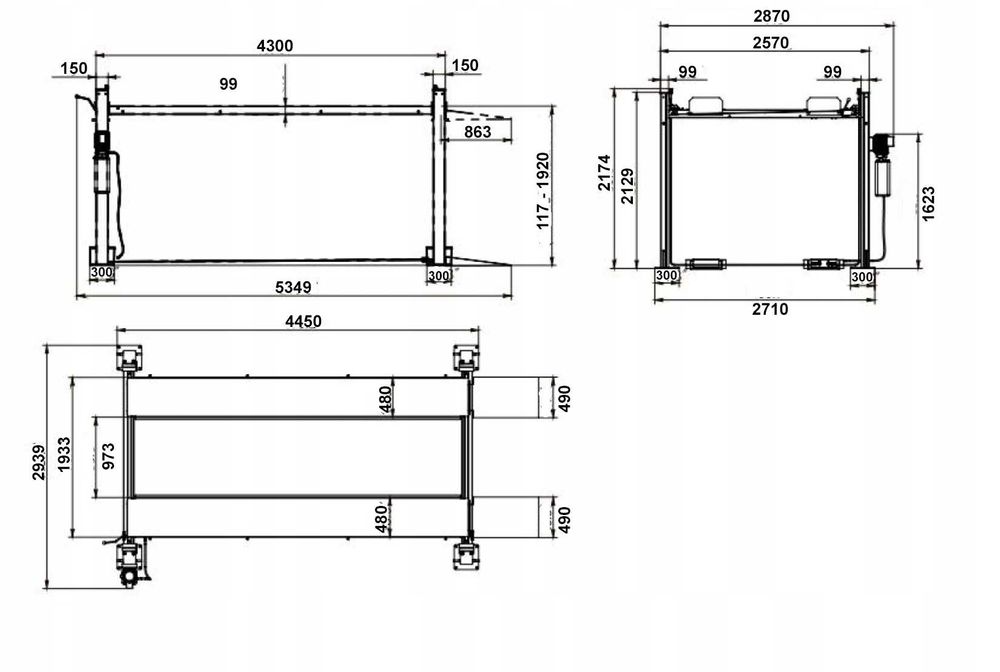 Podnośnik czterokolumnowy parkingowy Grubber 4T 230V