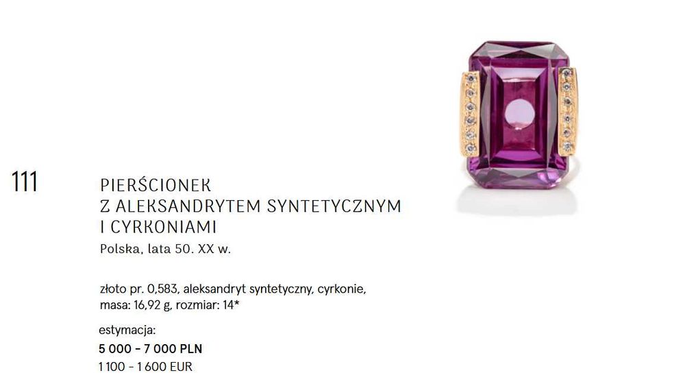 Złoty pierścionek Art deco w typie TIFFANY z lat 50-tych