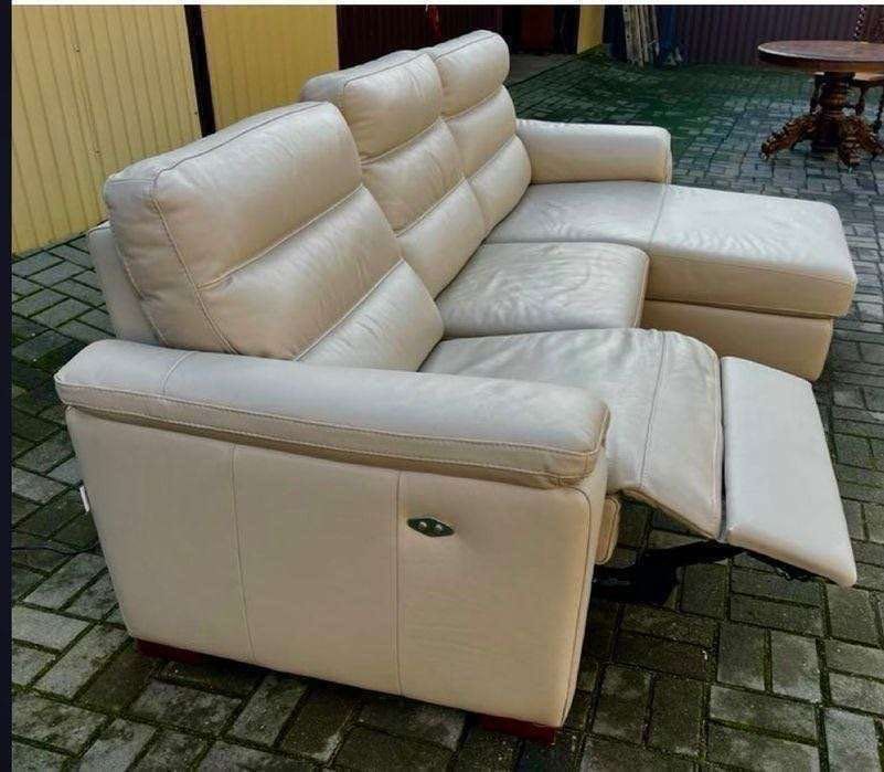 Włoski narożnik z funkcją relaks-skóra naturalna