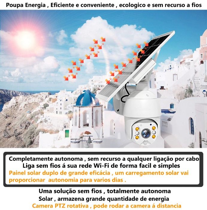 camera solar wifi rotativa HD 1080p speed dome wi-fi camara sem fios