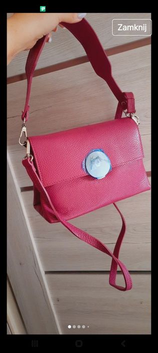 Cudna nowa torebka Skora naturalna fuksja