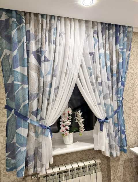 Готові тюль гардина кухня вітальня (є пошив) карниз 1.8-2 м ширини