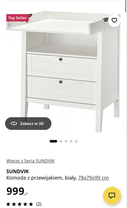 SUNDVIK Ikea Komoda z przewijakiem 78x79x99