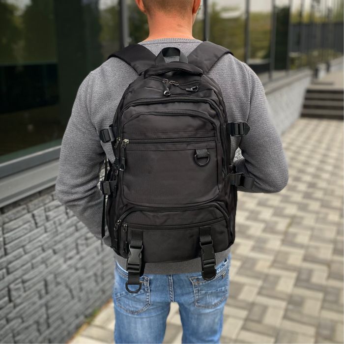Чорний рюкзак БАГАТО ВІДДІЛЕНЬ туристичний спортивний місто Street Mas