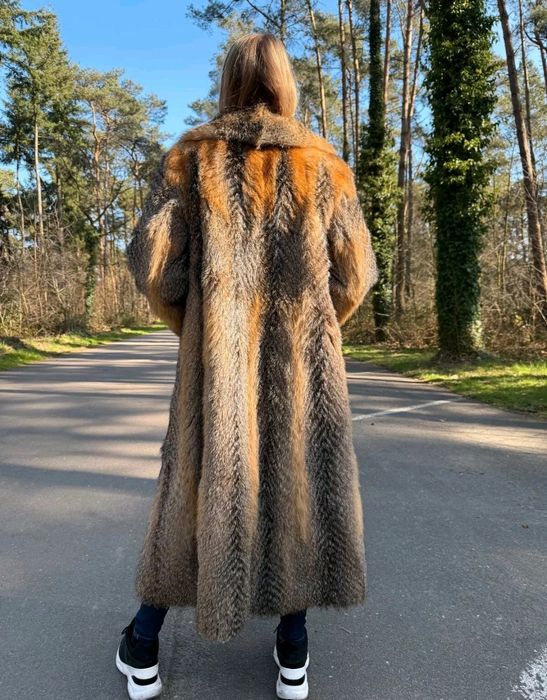 Naturalne długe  futro futerko greyfox lis  xxs xs