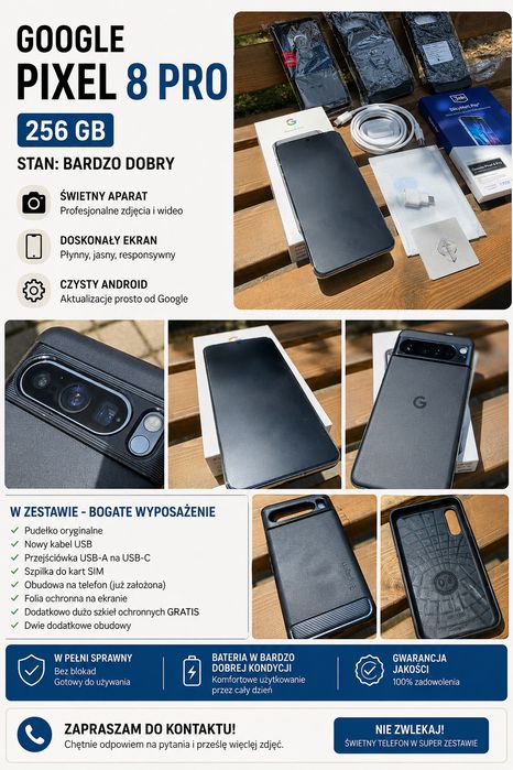 Telefon Google Pixel 8 pro 256 gb gratis duży zestaw tanio  okazja