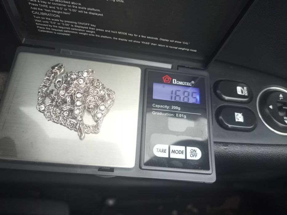 Жіночий срібний ланцюжок з білим камінням 925° проби 50 см 16.80грм