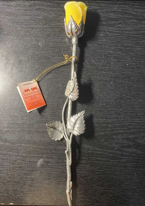 Rosa amarela APLIQUE 95% Puro Estanho NOVA