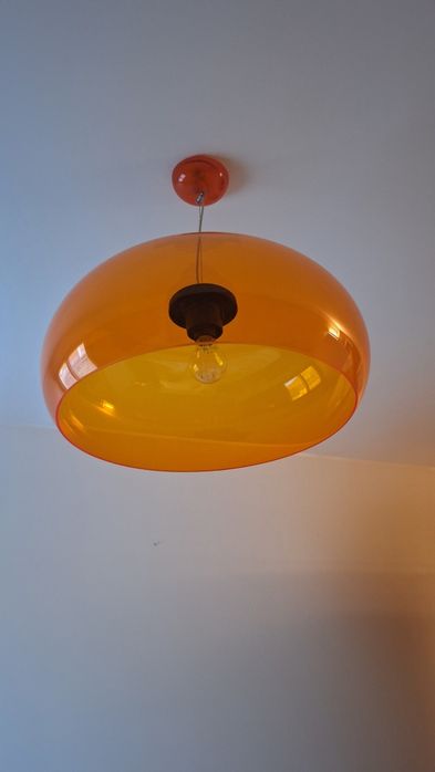 Luminária Pendente Moderna em Acrílico Laranja