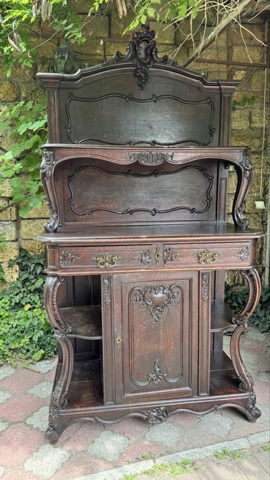 Буфет поставец десертник, антикварный, 120 лет, ручная резьба, Бельгия