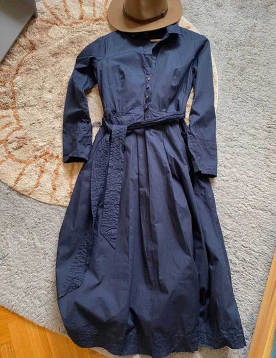 Reserved granatowa bawełniana sukienka szmijzerka XL