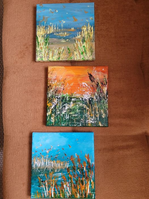 Tryptyk abstrakcja - szuwary