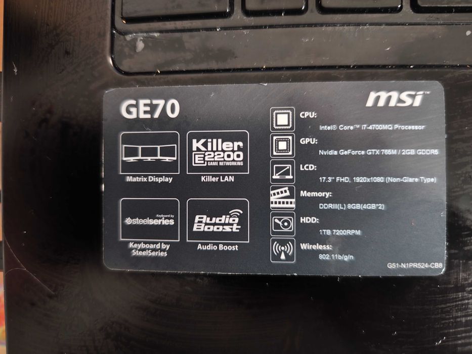 Продаётся ноутбук MSI GE70 2PE