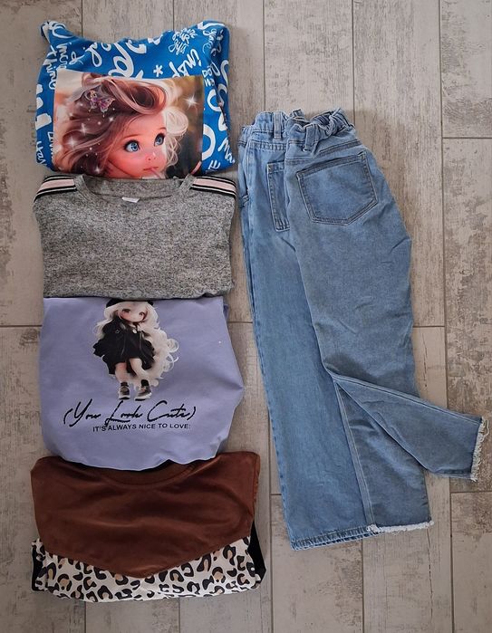 Zestaw mini paka ubrań spodnie bluza r. 128