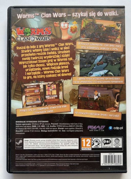 Worms Clan Wars PC DVD-ROM PL NOWA Team17 Steam gra strategiczna 2014