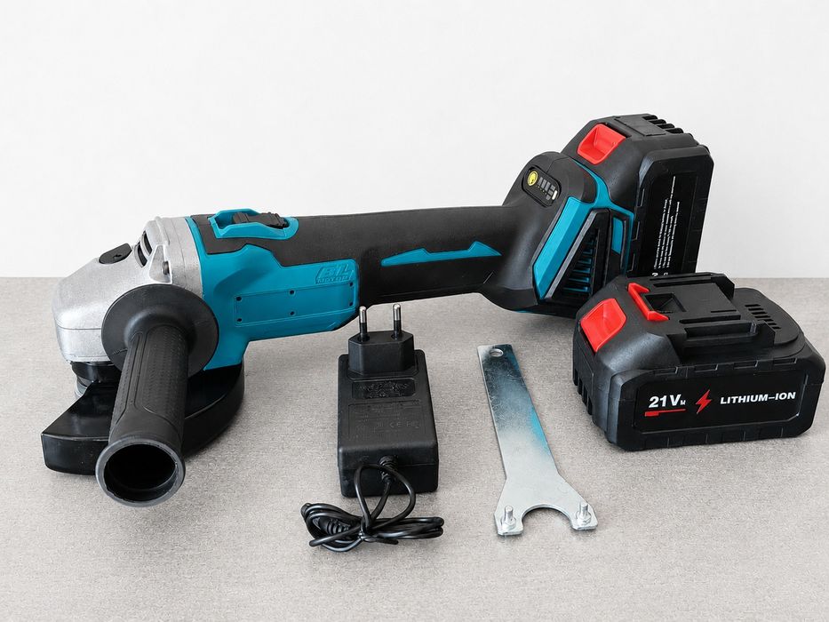 Szlifierka kątowa akumulatorowa kątówka 125mm 800W 21V bezszczotkowa 2x aku ładowarka 3 biegi 10000 obr M14 typ Makita NOWA