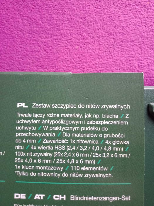 Parkside zestaw szczypce nity zrywalne