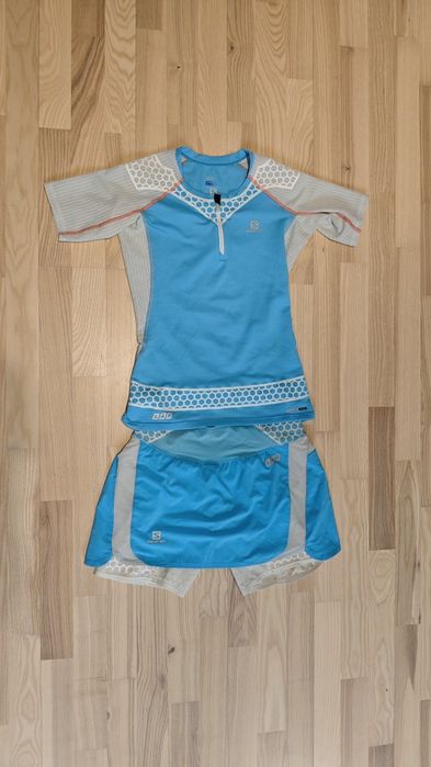 Жіноча спідниця шорти та компресійна футболка Salomon s lab Exo Zip