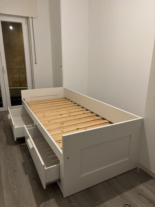 Cama individual/dupla com 2 gavetas e colchão