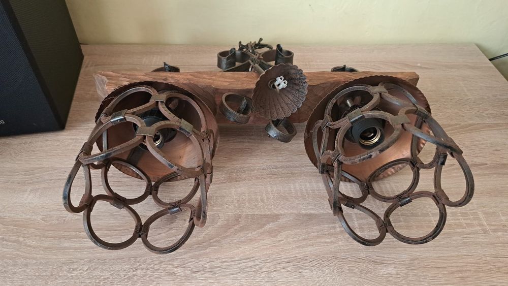 Retro Lampa Metal Drewno