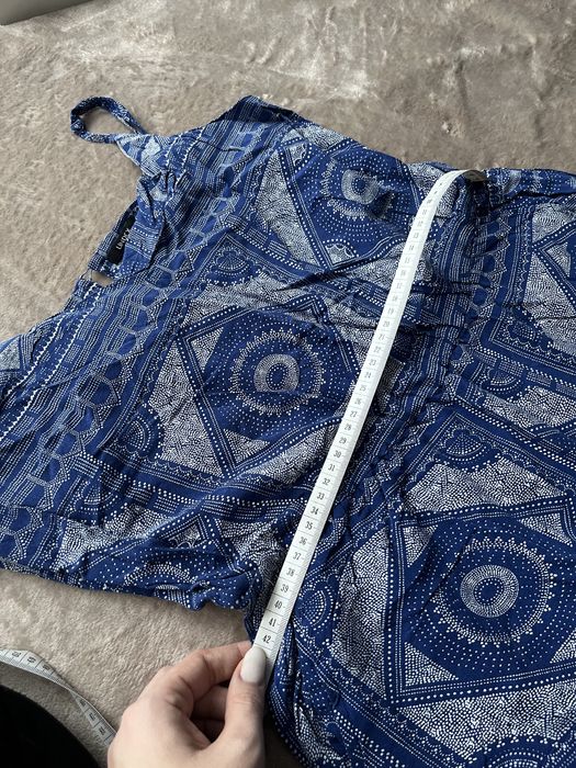 Letni, wakacyjny, wzorzysty, długi kombinezon, niebieski, lindex, M/L