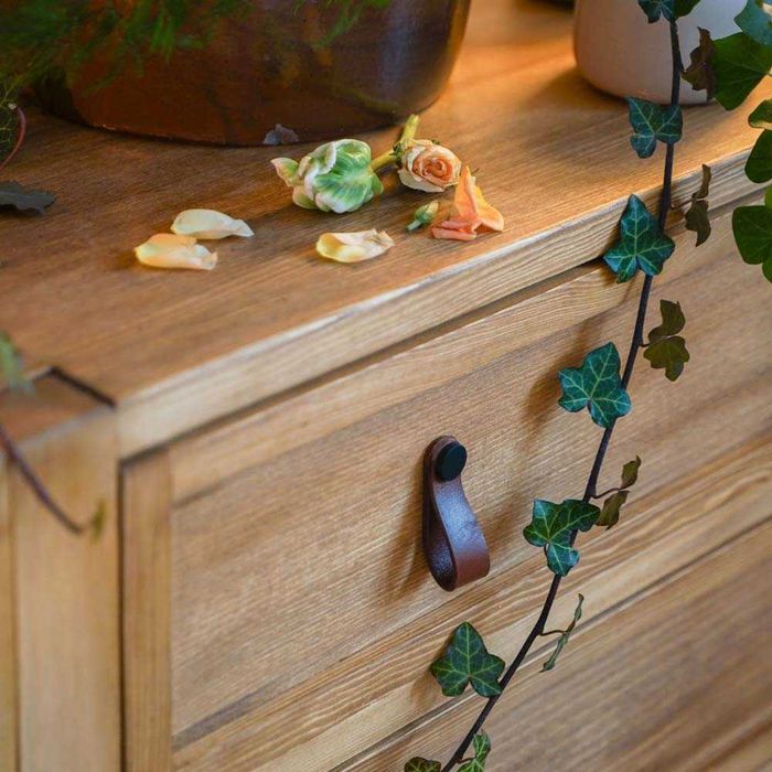 Stylowa drewniana komoda w stylu retro, 3 szuflady, naturalne drewno