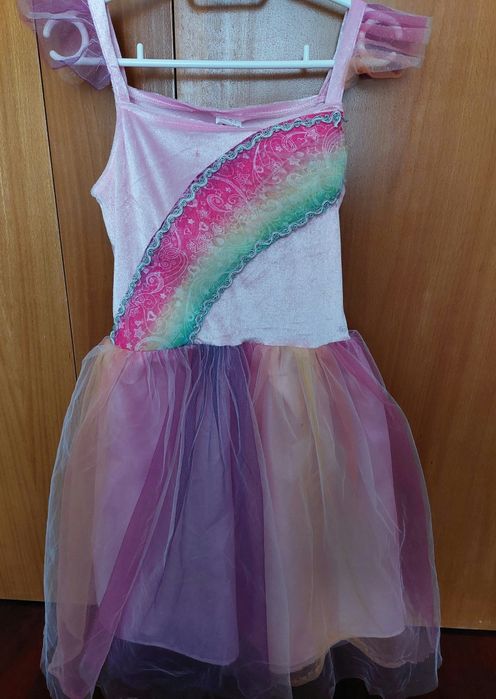 Vestido unicórnio arco íris menina 10-12 anos