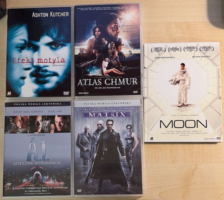 Pakiet 5 filmów DVD ambitne Sci-Fi thriller | Matrix, Efekt motyla, Stan Idealny