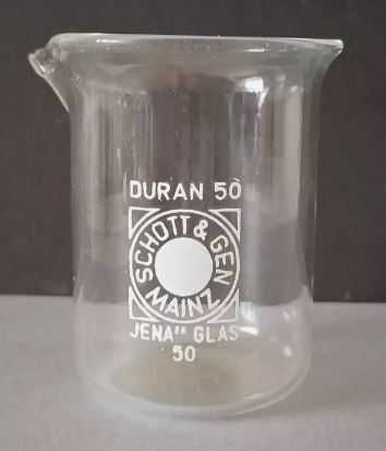 Copo vidro térmico para Lab.  Schott & Gen Mainz Duran 50 Jena Glas