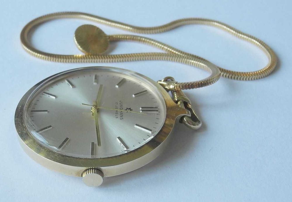 Elegancki niemiecki ZEGAREK KIESZONKOWY JUNGHANS lata 60.