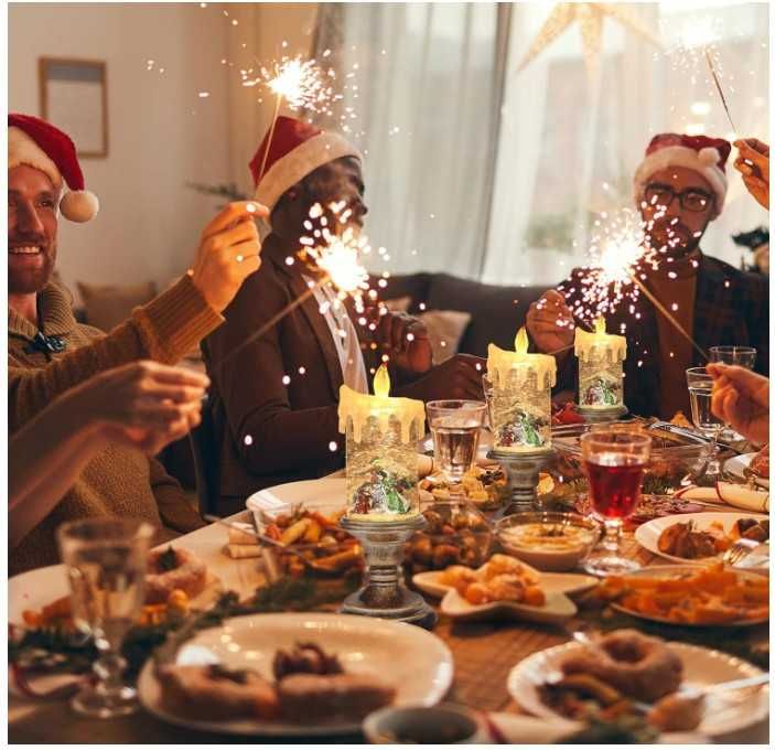 Śnieżna latarnia świąteczna w kształcie świecy wzór szopki  Belle Vous