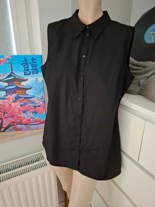 46 XXXL BPC Selection elegancka czarna koszula do pracy biurowa bluzka