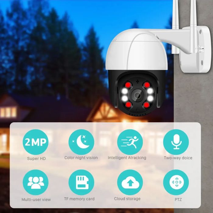 Wi-Fi PTZ Камера 360° IP66 | Нічне Бачення | Датчик Руху | Full HD