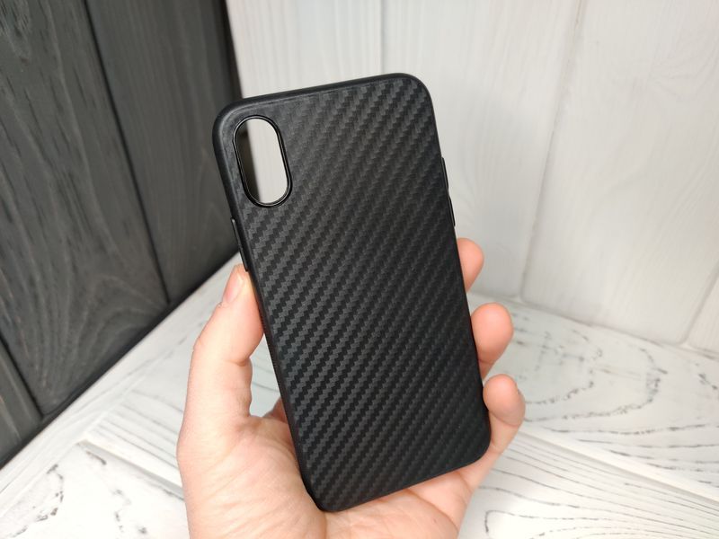 Чехол тонкий Carbon TPU на iPhone X/ XR/ XS Max. Не скользит