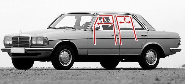 uszczelki prowadzace szybe mercedes w123